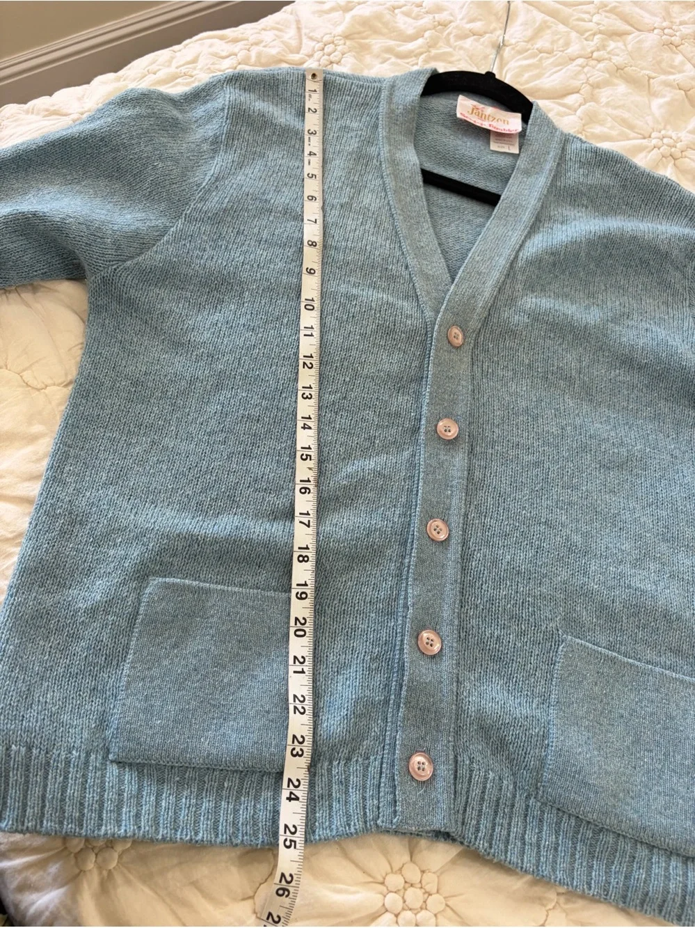 Vintage 60s 70s Jantzen Scotch Tumbler Unisex Cardigan Sweater Blue L
